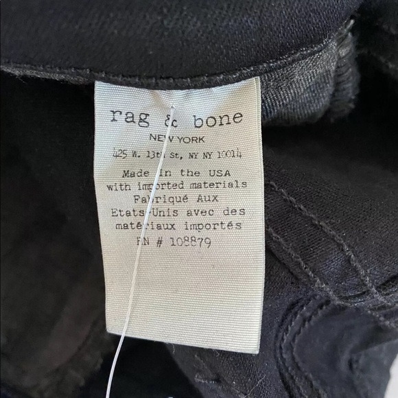 Rag & Bone Stevie Cropped Skinny Jean Tie Hem Cola Black NWT - Picture 8 of 9